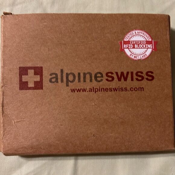 Alpine Swiss men's black trifold genuine leather wallet.  NWT - Picture 5 of 13